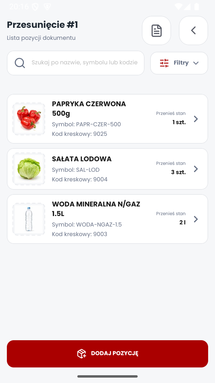 MobiSkan Kolektor – pozycje przesunięcia