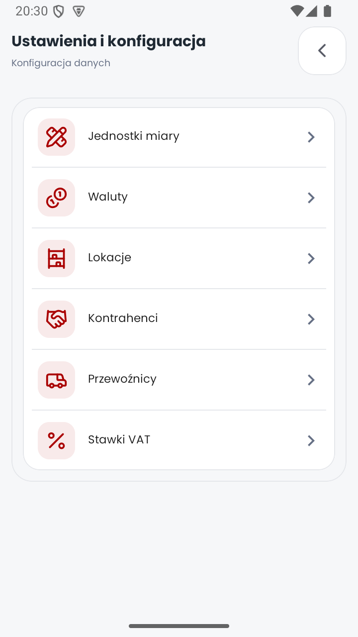 Ustawienia danych słownikowych w aplikacji MobiSkan Kolektor