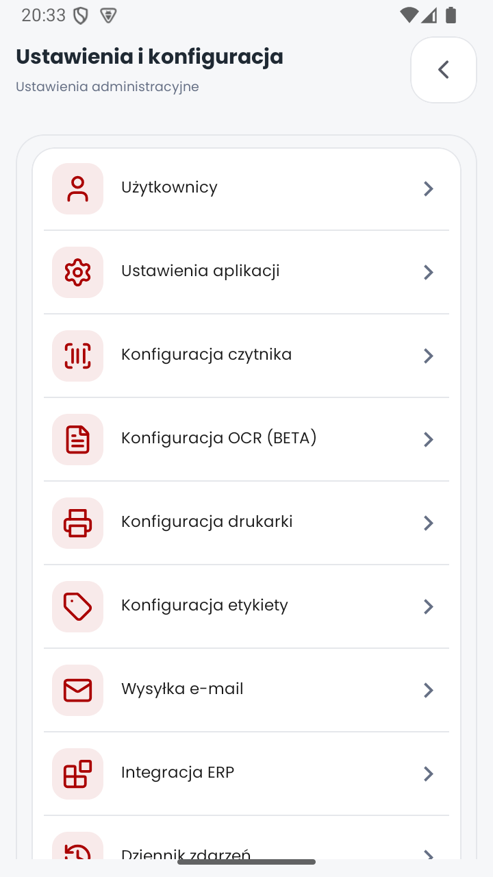 MobiSkan Kolektor – ustawienia administracyjne
