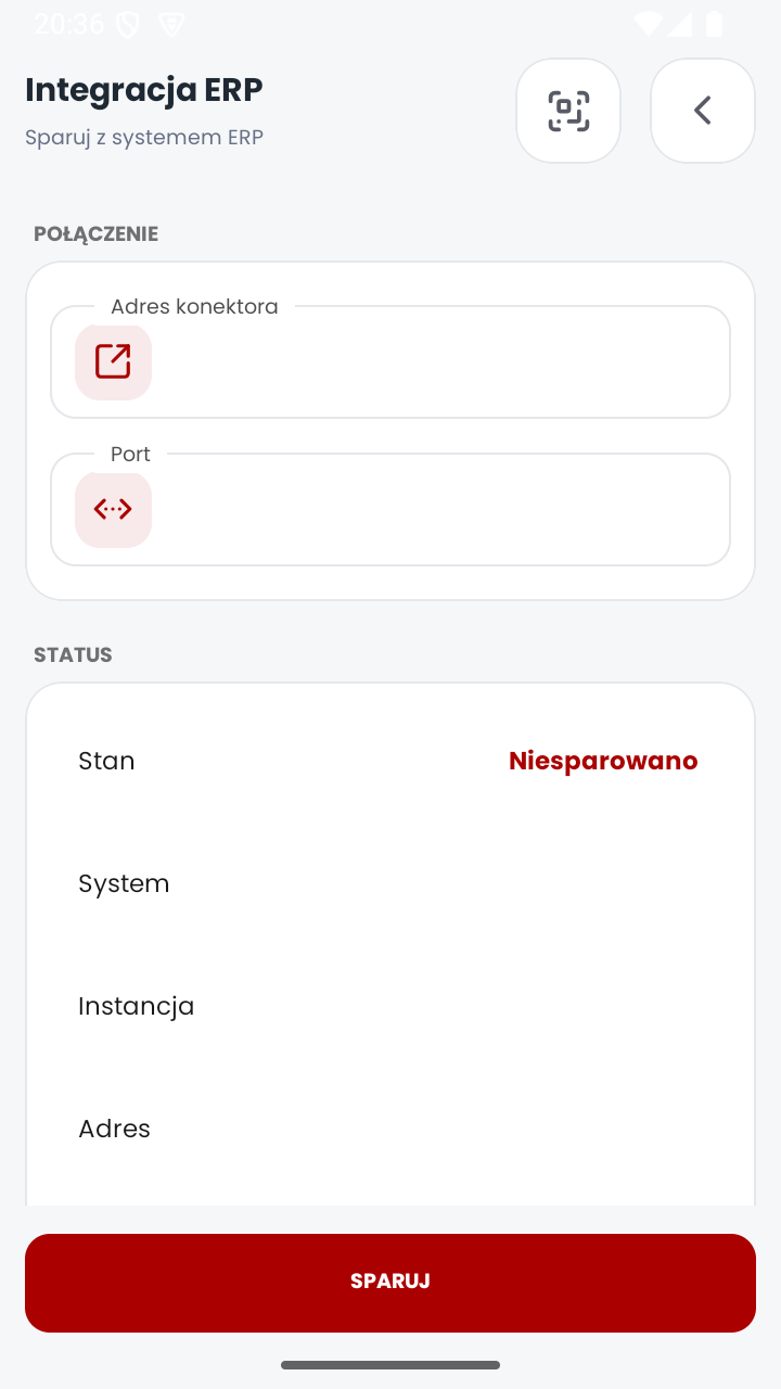 MobiSkan Kolektor – ustawienia ERP