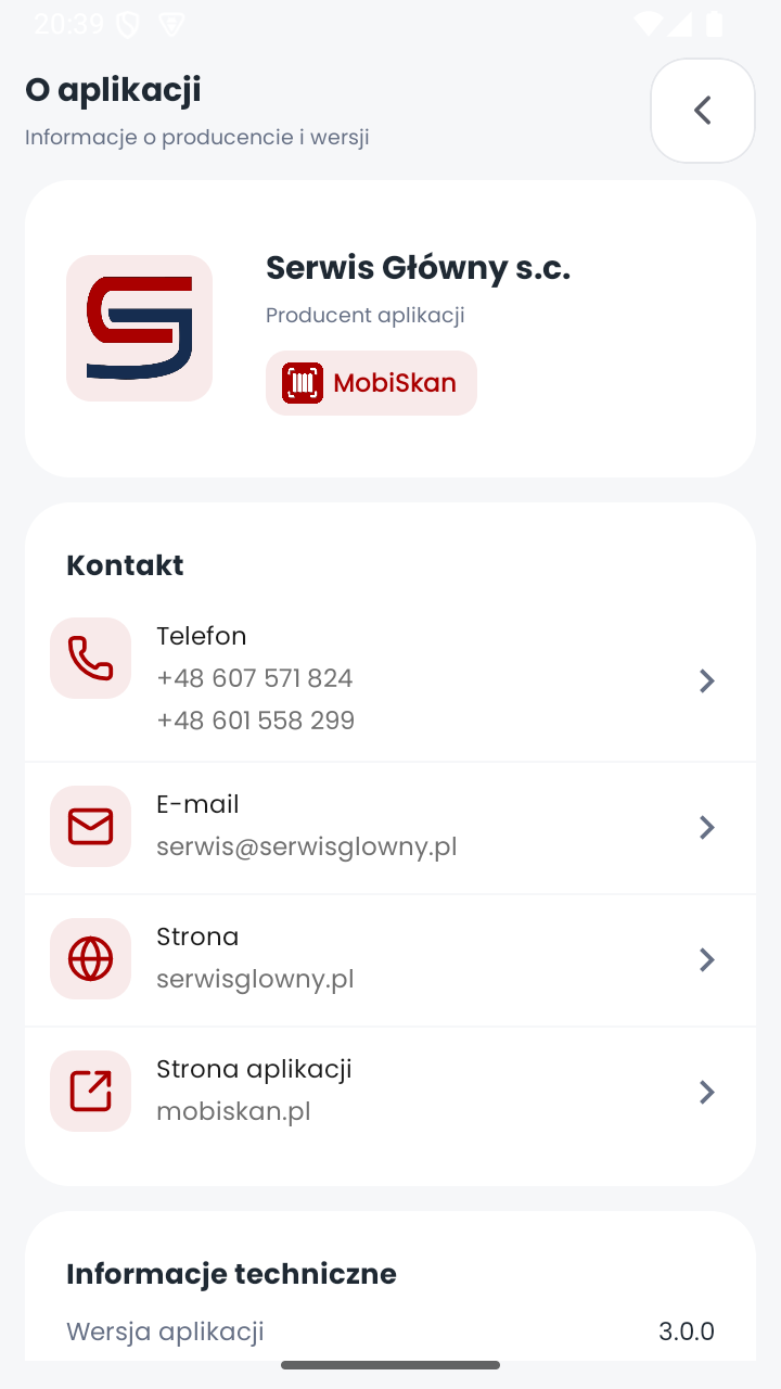 MobiSkan Kolektor – informacje o aplikacji