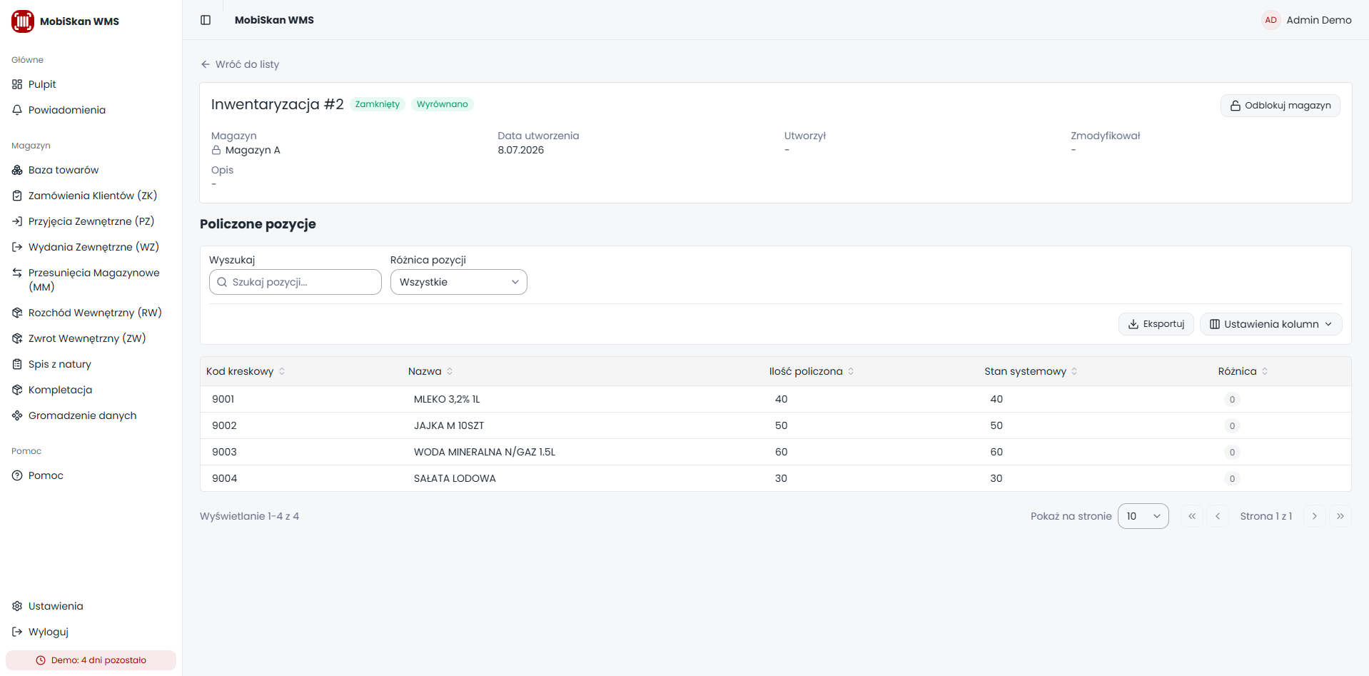 MobiSkan WMS – wyniki inwentaryzacji